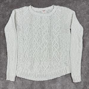Cream Cable Knit Sweater Size S Loose Weave Cozy Cottage Bohemian Winter Mossimo